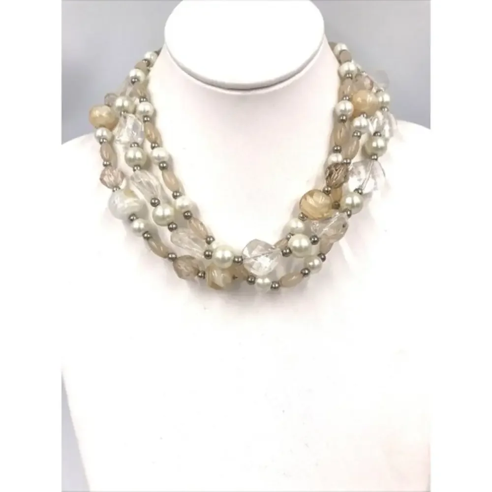 Crystal‎ Faux Pearl Beads  Statement Necklace 18